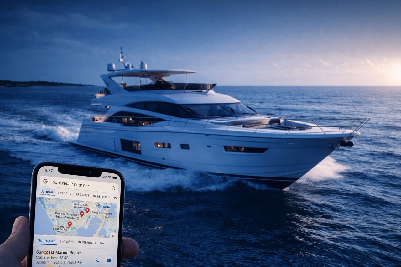 Boat owner searching for marine services on Google Maps