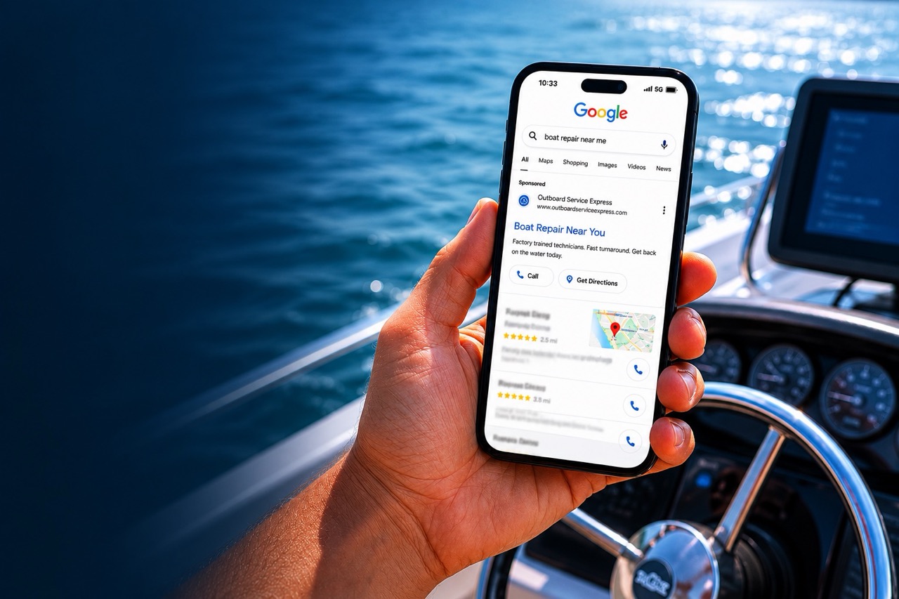 Google Ads for marine businesses boat repair shop marina charter digital advertising